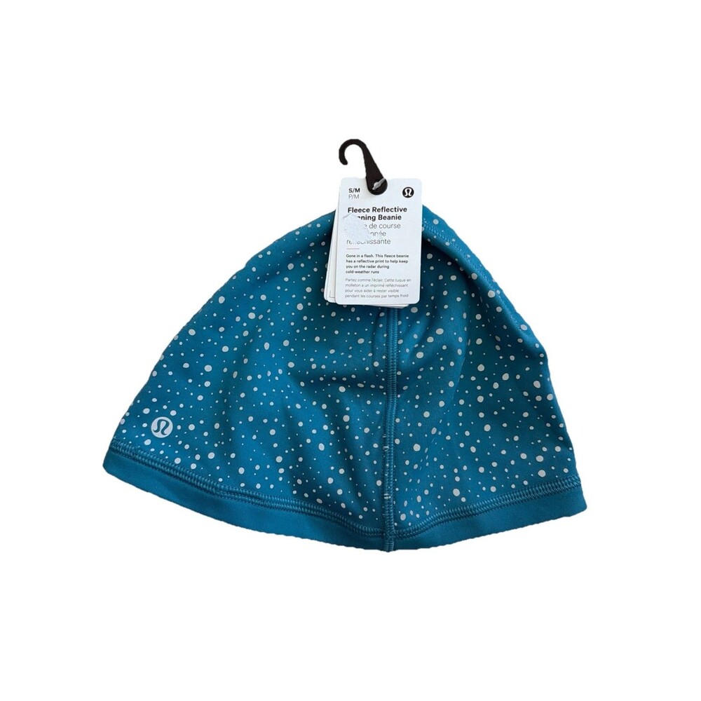 NWT Lululemon Fleece Lined Reflective Running Beanie Hat S/M Marlin Blue $48